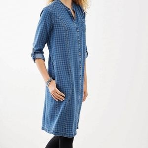 J Jill Chambray Denim Gingham Shirtdress
